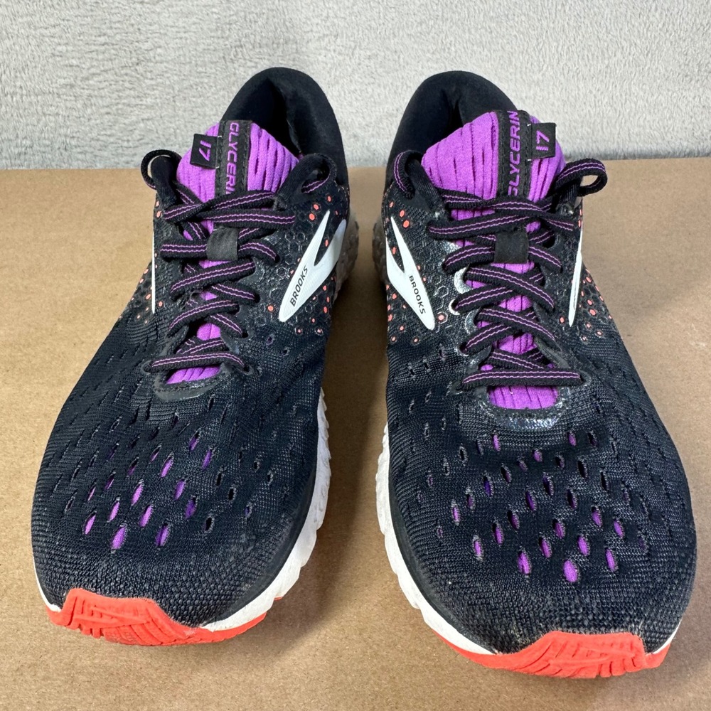 Brooks Glycerin 17 Running Shoes Womens 7.5 Black Purple Pink Athletic Sneakers - Picture 5 of 9